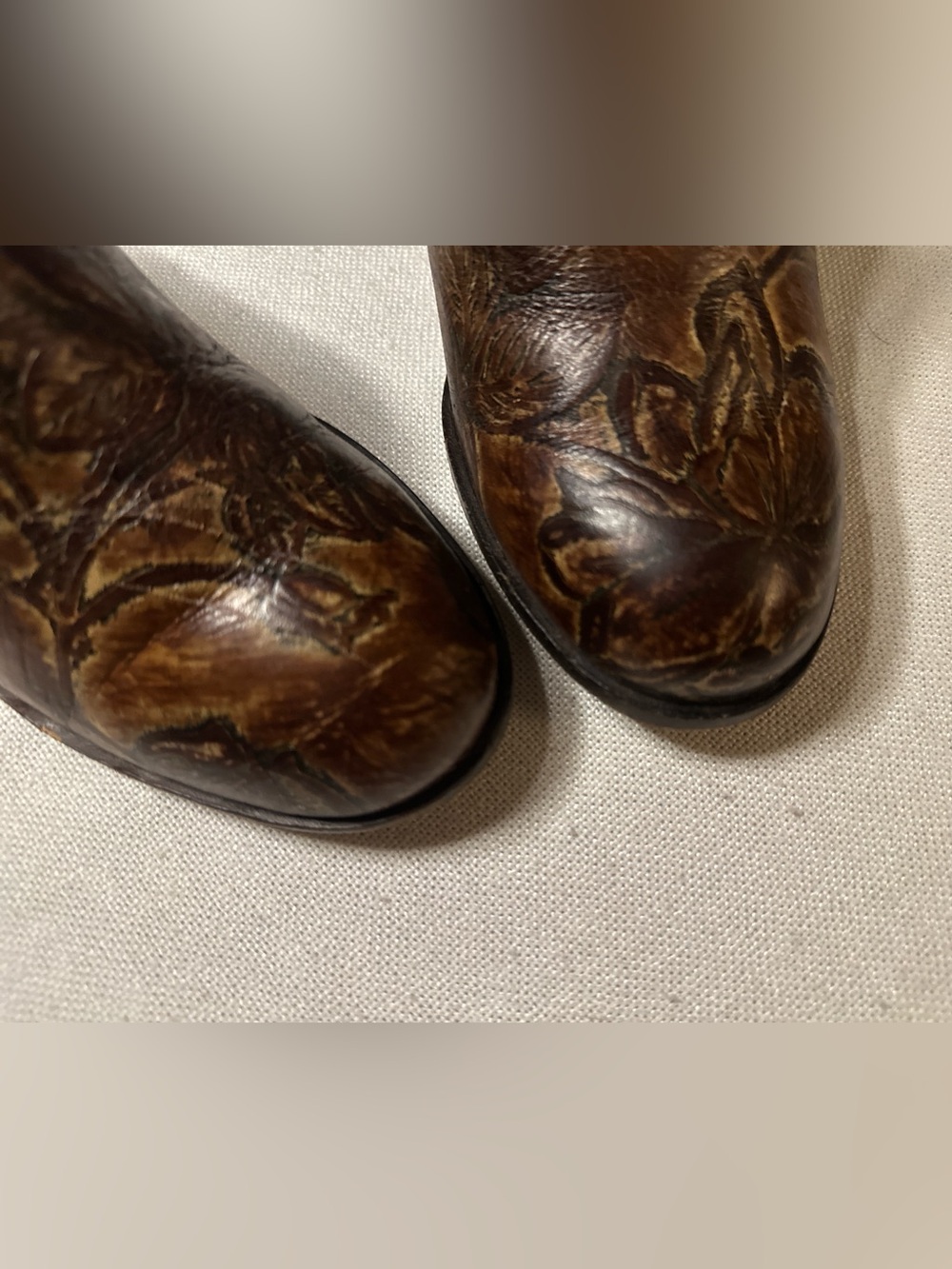 PATRICIA NASH Ruffina Leather Tooled Mules Chocolate Gold Floral Clogs | 7.5 - Picture 5 of 9